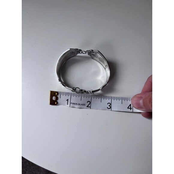Handmade Silver Cuff Bracelet: Antique Fork Silverware Jewlery lobster clasp - Picture 10 of 11
